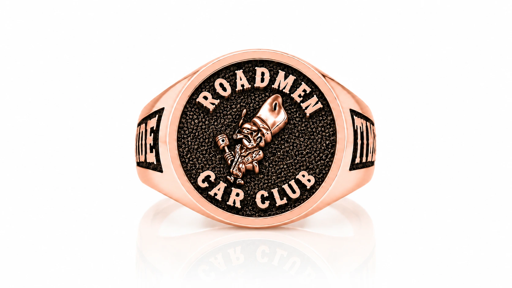 Custom Motorcycle Club Signet Ring-Personalized Biker Ring-Sterling Silver